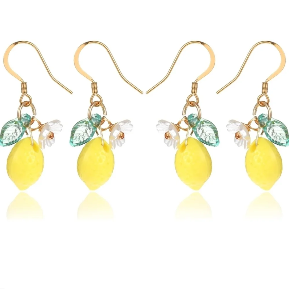 Lemon Charm Earrings with Gold Accents
